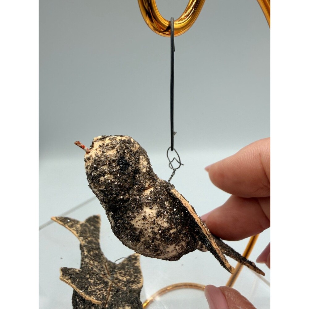 Very Vintage Mica Glitter Cardboard Bird Ornaments - Set of 2 Christmas Holiday - Picture 6 of 15